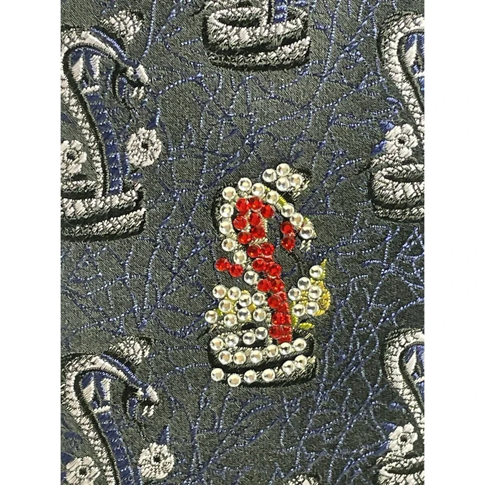 Ed Hardy by Christian Audigier Cobra Design Tie Black Blue Sparkling Necktie